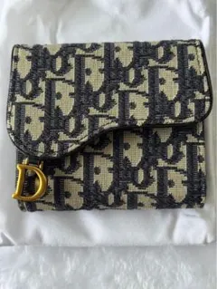 三つ折り財布 ブラック ベージュ ロゴ