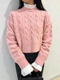 MilaOwen  ウール混短丈ケーブルニットプルオーバー