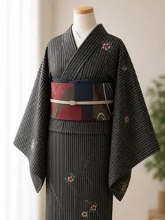 お買得】着物と帯セット 普段着コーデ 小紋 単衣 猫 名古屋帯 着丈162