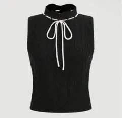 ブラック ケーブルニット ノースリーブ　ニット