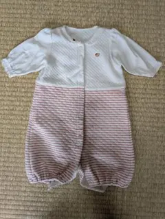 美品！！　ファミリア　ツーウェイオール 　ストライプ　白とピンク 50〜60cm