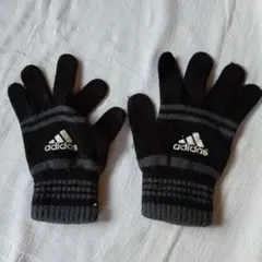 adidas ストライプ手袋 黒/グレー