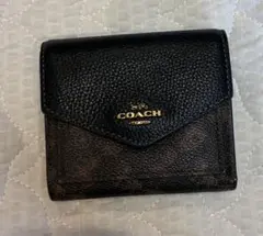 COACH 三つ折り財布 シグネチャー レザー ブラックのサムネイル