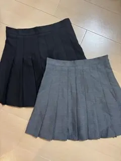 プリーツスカート ミニ グレー 黒 L レディース ミニスカート