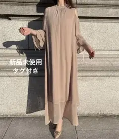 【新品タグ付き】完売品JUNOAH肩開きシアーロングワンピース Mのサムネイル