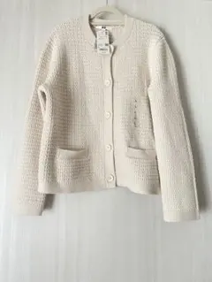 【新品未使用タグ付】UNIQLO ニットショートジャケット アイボリー L