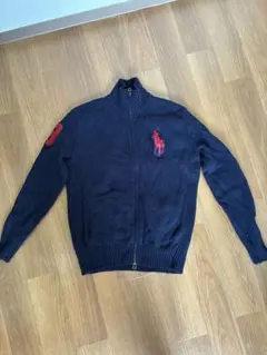 ニット　ブルゾン　ラルフローレン　ネイビー　メンズ　Mサイズ　ビッグポニー