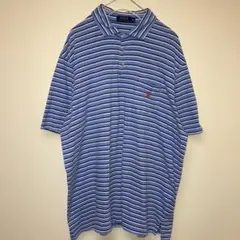 【訳あり/XL】90s ポロ ラルフローレン ボーダー ポロシャツ スリランカ製