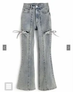 GRL cu578 リボンフレアデニム Sサイズ