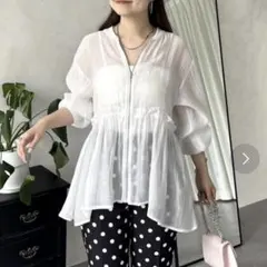 美品✨prose verse シアーフリルペプラムリブブルゾン　ホワイト