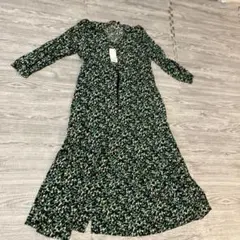 花柄緑色ワンピース XLサイズ