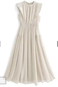 ⭐︎美品⭐︎【GRL】楊柳シフォンフリルフレアワンピース フリルワンピ アイボリー