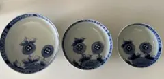 青い花柄のボウルセット 3個