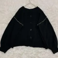 NICE CLAUP 2wayカーディガン　黒　ニット　F こなれ感　着回し抜群