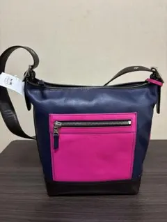 新品未使用/COACH ショルダーバッグ ネイビー ピンク タッセル