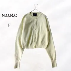 ノーク N.O.R.C パステルイエロー 春色 クルーネック カーディガン