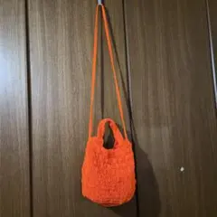 【Lily Brown リリーブラウン】ポンポンニットバッグ 2WAY オレンジのサムネイル