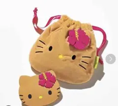 sweet9月増刊号付録　日焼けキティ巾着＆ミラーセット　スウィート