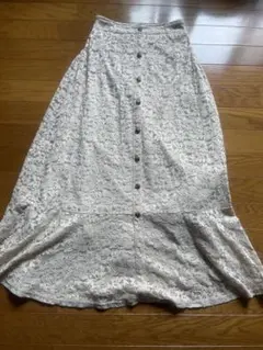 レース ロングスカート フロントボタン ライトベージュのサムネイル