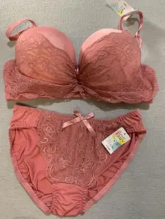 E80L フェアリー　花柄刺繍×レース　ブラ＆ショーツセット　ピンク