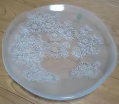 ■高品質■HOYAクリスタル・椿柄大皿■ガラス器・ガラス皿・角皿・花・華・つばき □高品質□HOYAクリスタル・椿柄大皿□ガラス器・ガラス皿・角皿・花