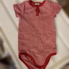 赤と白のストライプロンパース　下着　プチバトー