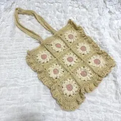 ハンドメイド　モチーフ編み　かぎ針編み　グラニースクエア　トートバッグ