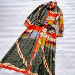 ZARA ベルト付き ロングシャツワンピース スカーフ柄　マキシ丈　多色　M