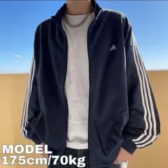 アディダス フルジップスウェット トラックジャケット 00s XL 紺