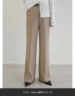 Re:EDIT 低身長 センタープレスカラースラックス ベージュ