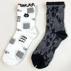 履き口ゆったり 猫柄 靴下 ソックス 2足