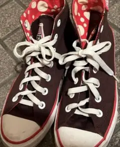 VANS ブラウン 赤 水玉 ハイカット スニーカー 秋カラー