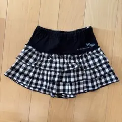 フリル付き黒白チェックキュロット100cm