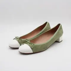 41■ファビオルスコーニ 本革リボンパンプス(37半)美品