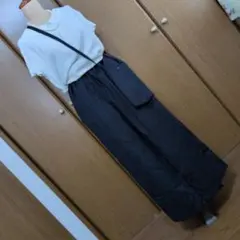 着物リメイク　紬（濃紺）ワイド 　　　　　　　パンツ&サコッシュ