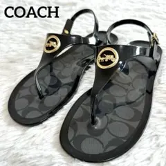 COACH コーチ リビングトン レインブーツ ブラック シグネチャーチャー