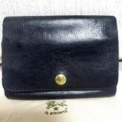 イルビゾンテ　二つ折り財布　フラップ　ミドルウォレット　ブラック