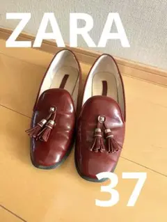 ZARA WOMAN タッセル フラットローファー ボルドーのサムネイル