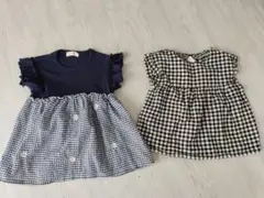 チュニック　半袖　Tシャツ　110　チェック　2点セットのサムネイル