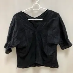 INGNI（イング） レース刺繍 ブラウス 黒 半袖 トップス