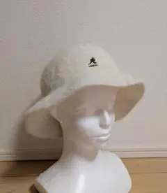 L 美品 KANGOL カンゴール ファー バケットハット ホワイト 白