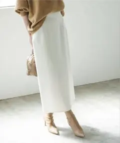 ノーブル　ジャージーライクカラータイトスカート ホワイト　38