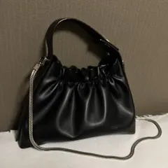 ORiental TRaffic トラペーズギャザーハンドバッグ ブラック