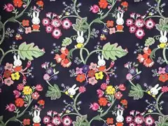 M 約46cmx144cm ミッフィー柄　厚手生地　ネイビー