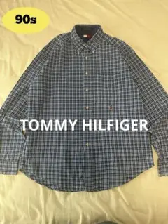 90s TOMMY HILFIGER BDシャツ チェックシャツ Lサイズ