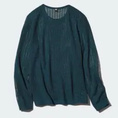 ​UNIQLO ユニクロ メッシュクルーネックセーター XL ダークグリーン系
