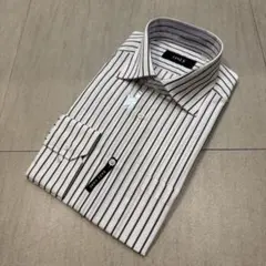 新品未使用◎ONLY イージーケア ストライプ柄 長袖シャツ 39 白 ネイビー