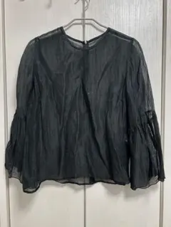 リネン　シアー　ブラウス　黒