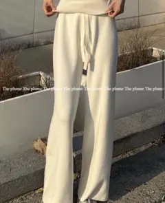 ワンホン 韓国 アイボリーニットパンツ