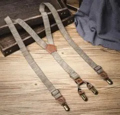 サスペンダー Y型　ヴィンテージ　英国　男女兼用　吊り下げ　アメカジ　結婚式